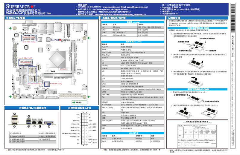 Image de la première page du manuel de l'appareil MBD-X10SBA-O