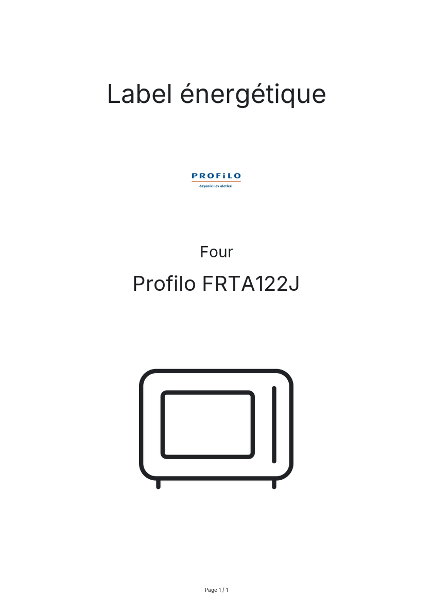Page n°1 - Label énergétique Profilo FRTA122J