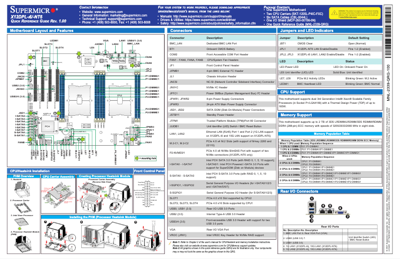 Page 1 de la notice Guide de démarrage rapide Supermicro X12DPL-i6