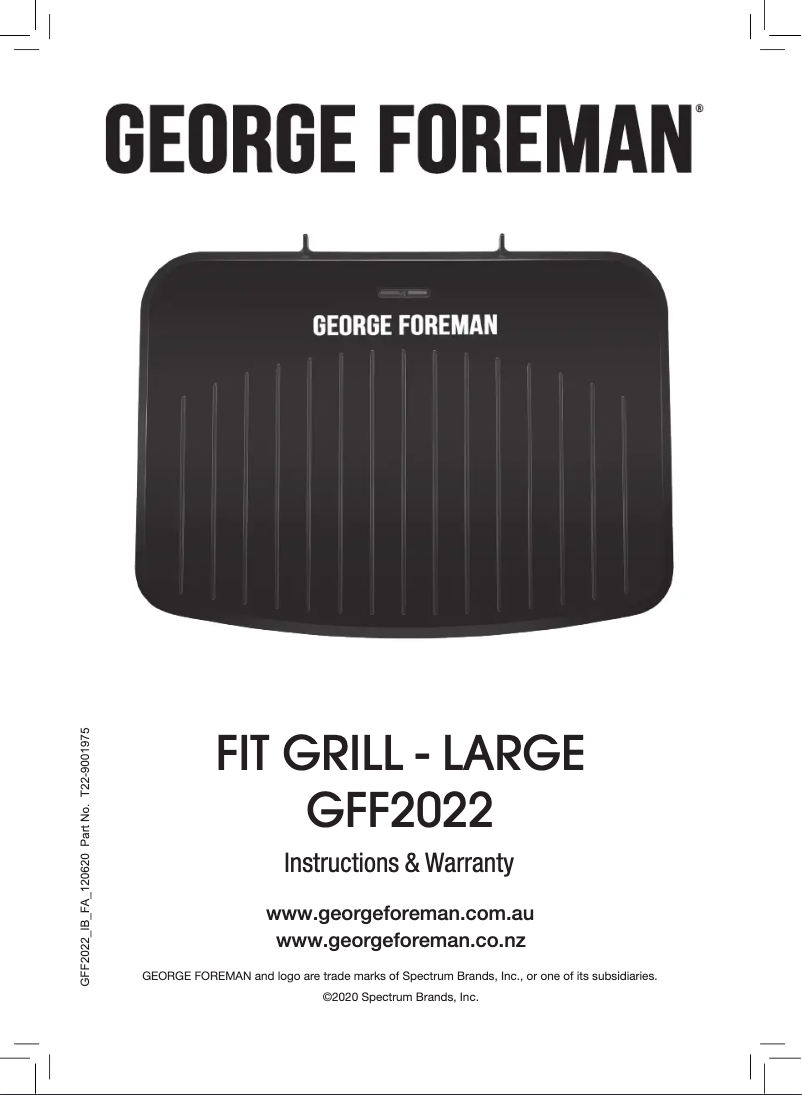 Page 1 de la notice Manuel utilisateur George Foreman Fit Grill GFF2022