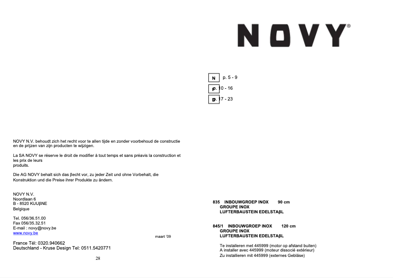 Página 1 del manual Manual de usuario Novy Pure'Line 845