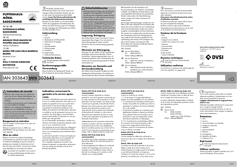 Page 1 de la notice Manuel utilisateur Playtive IAN 303643