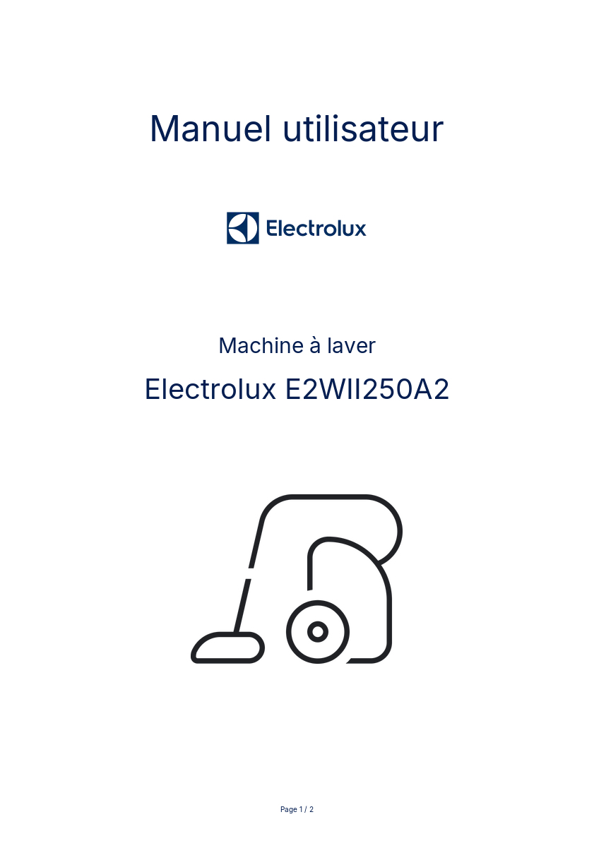Image de la première page du manuel de l'appareil E2WII250A2