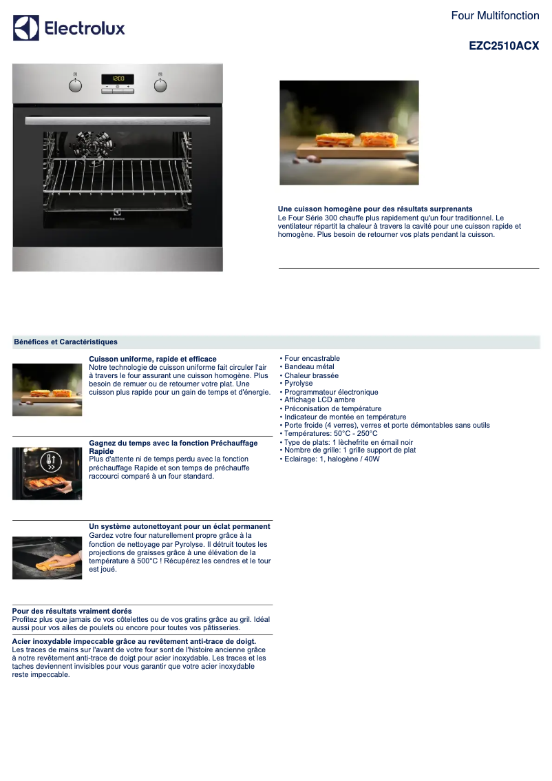 Page n°1 - Fiche technique Electrolux EZC2510ACX