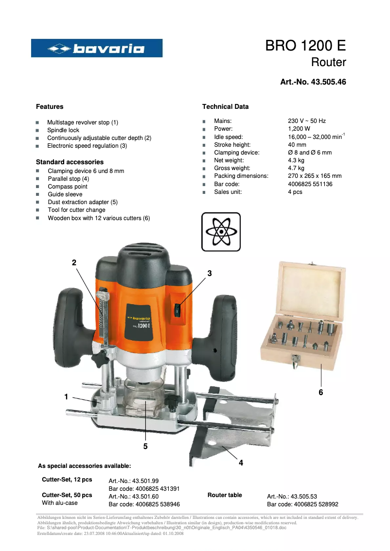 Página 1 del manual Manual de usuario Bavaria BRO 1200 E