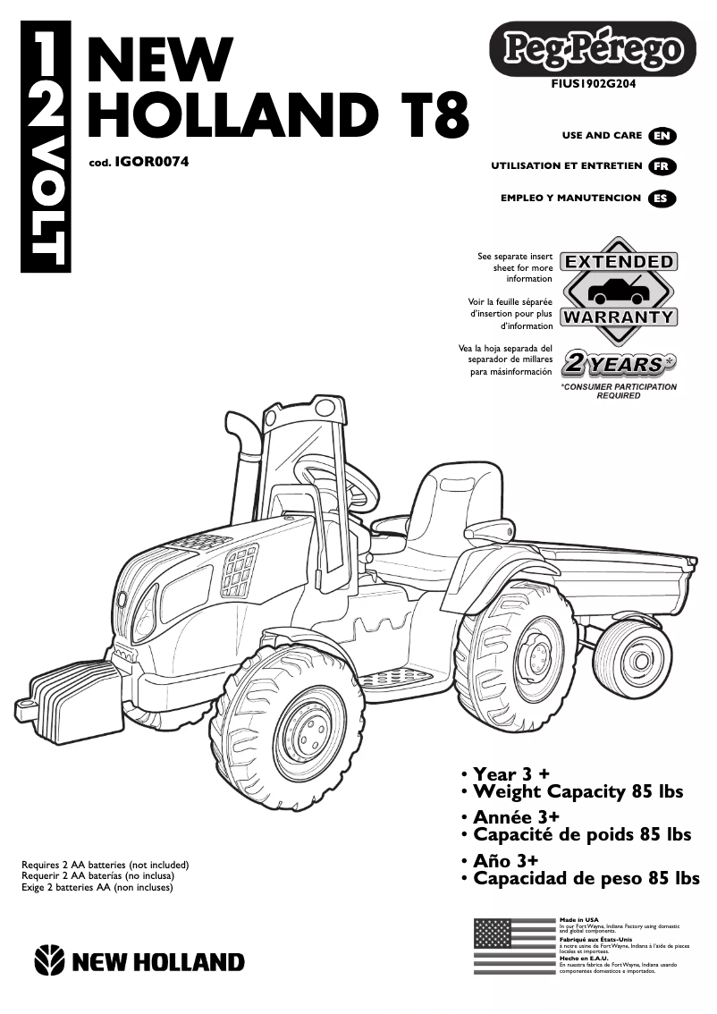 Image de la première page du manuel de l'appareil New Holland T8