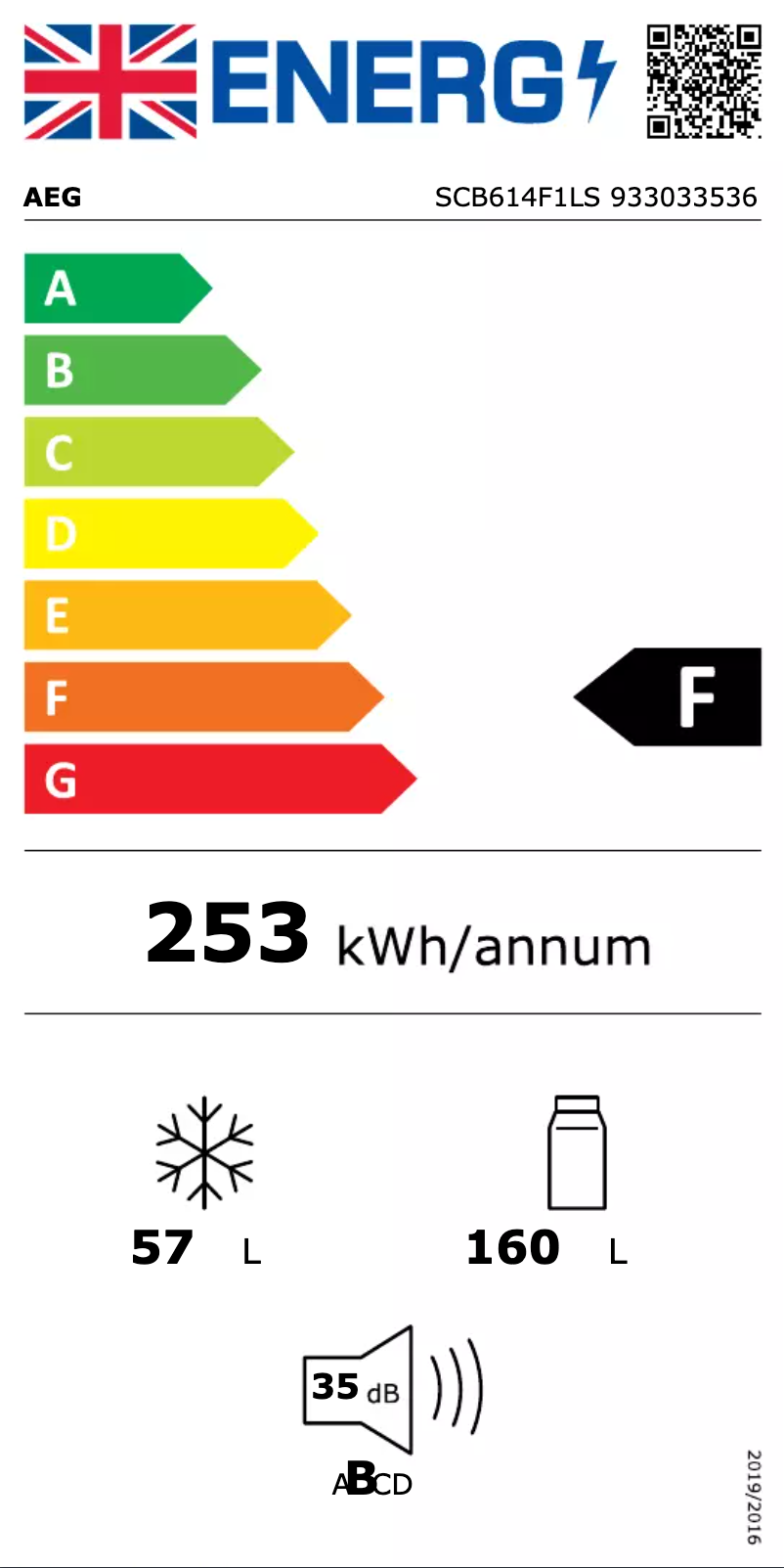 Page n°1 - Label énergétique AEG SCB614F1LS