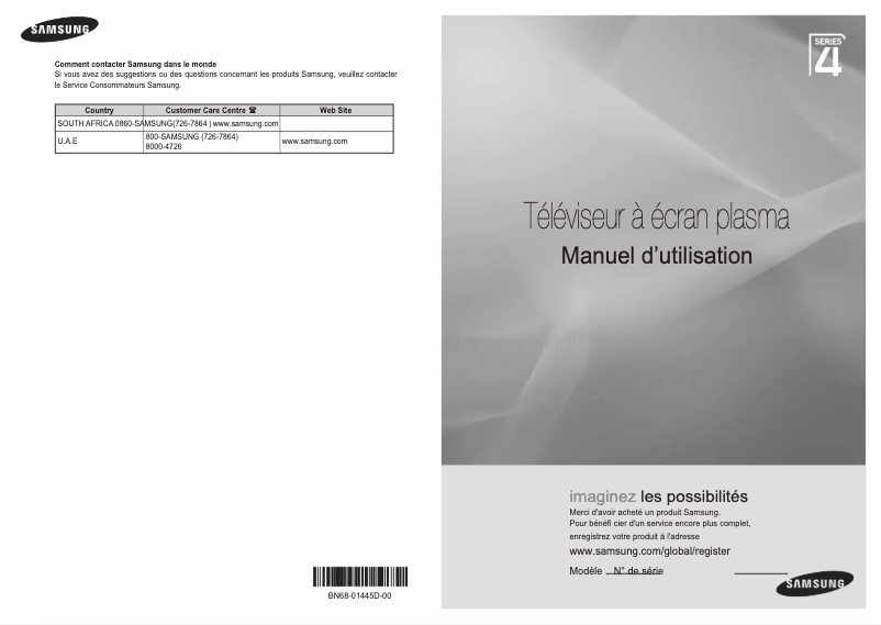 Image de la première page du manuel de l'appareil PS50A410C1