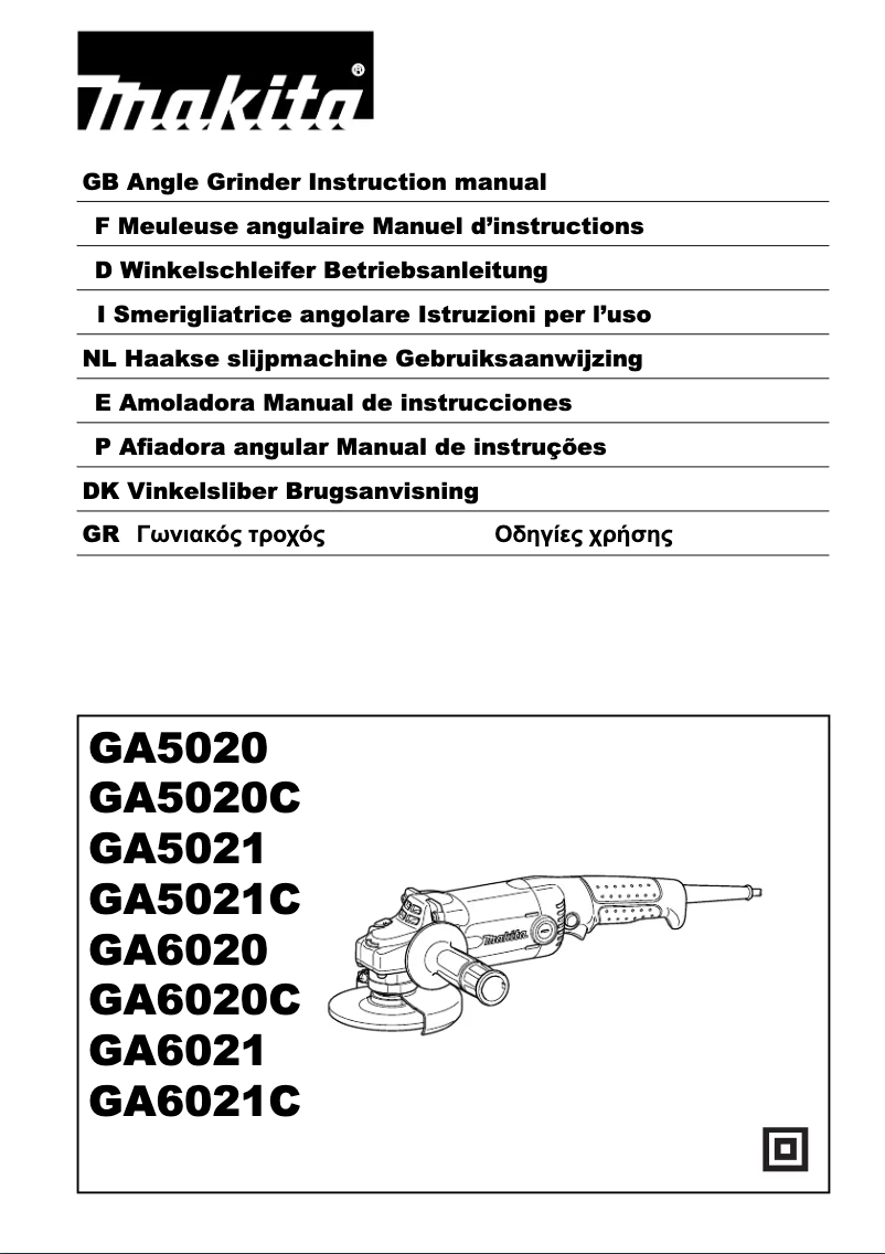 Page 1 de la notice Manuel utilisateur Makita GA6021