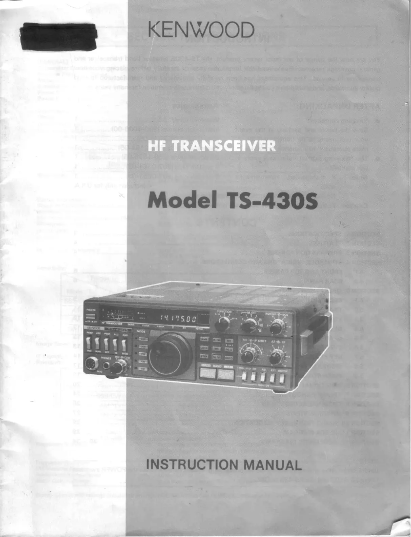 Page 1 de la notice Manuel utilisateur Kenwood TS-430S