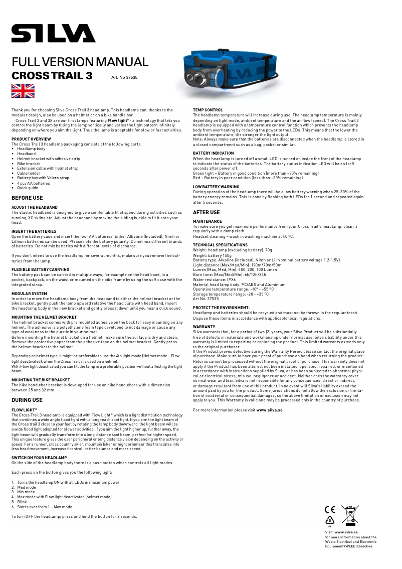 Página 1 del manual Manual de usuario Silva Schneider Cross Trail 3