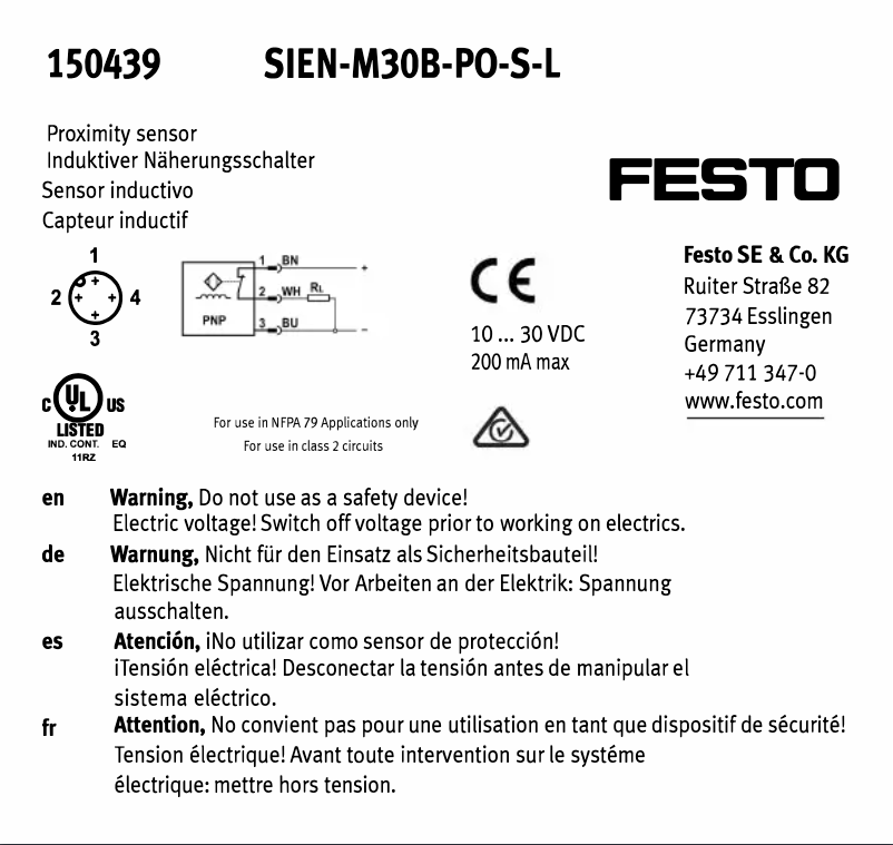 Page 1 de la notice Manuel utilisateur Festo SIEN-M30B-PO-S-L