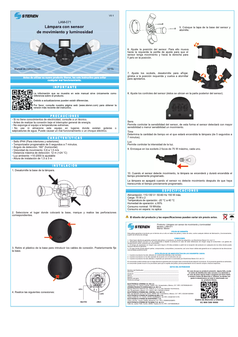 Page 1 de la notice Manuel utilisateur Steren LAM-071