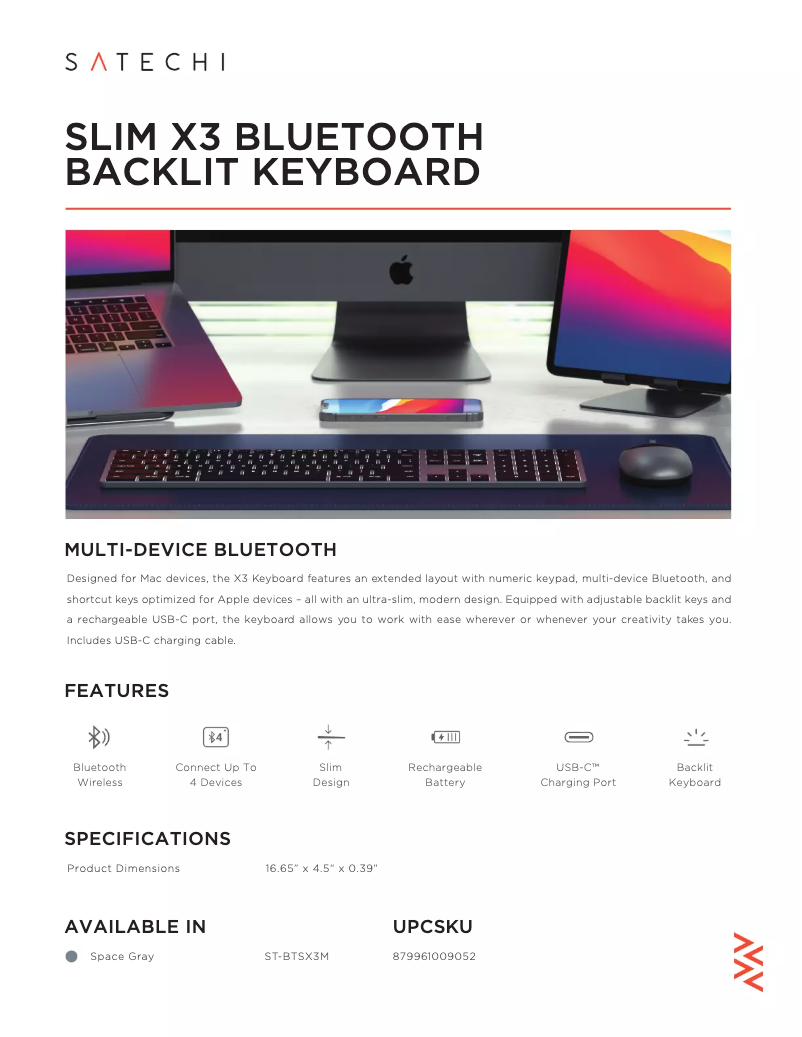 Página 1 del manual Ficha técnica Satechi Slim X3 Bluetooth