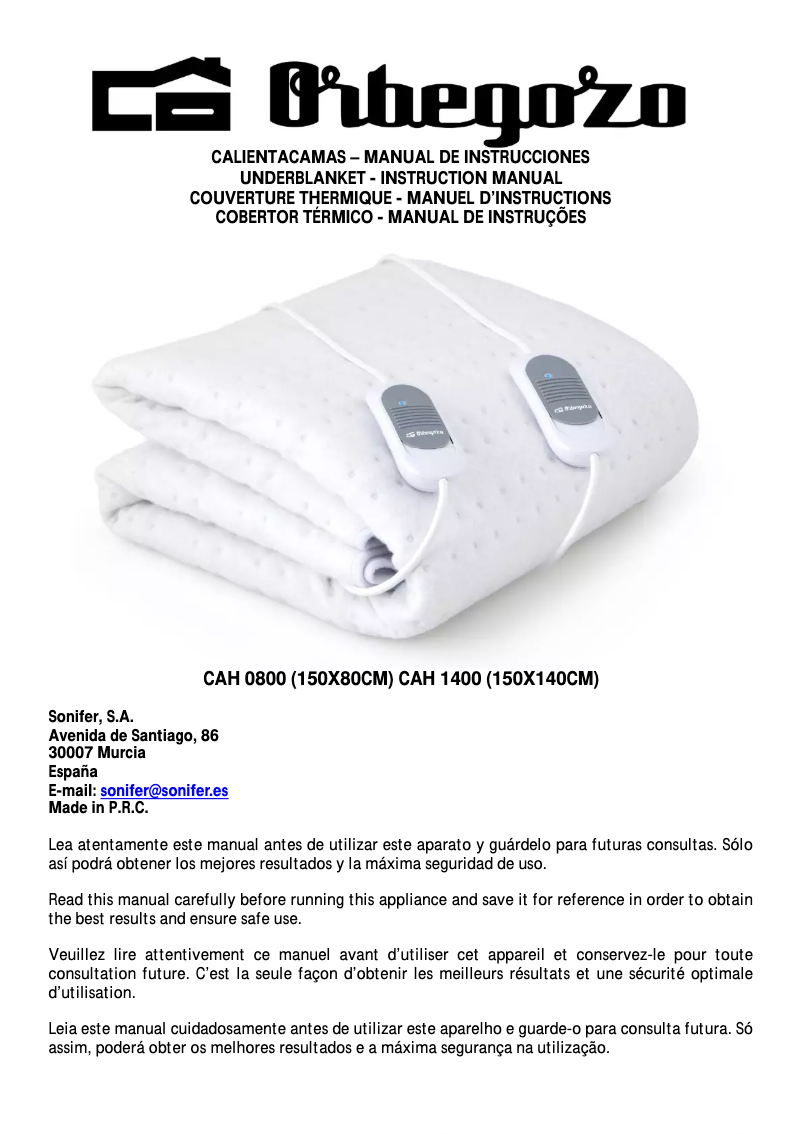 Image de la première page du manuel de l'appareil CAH 1400