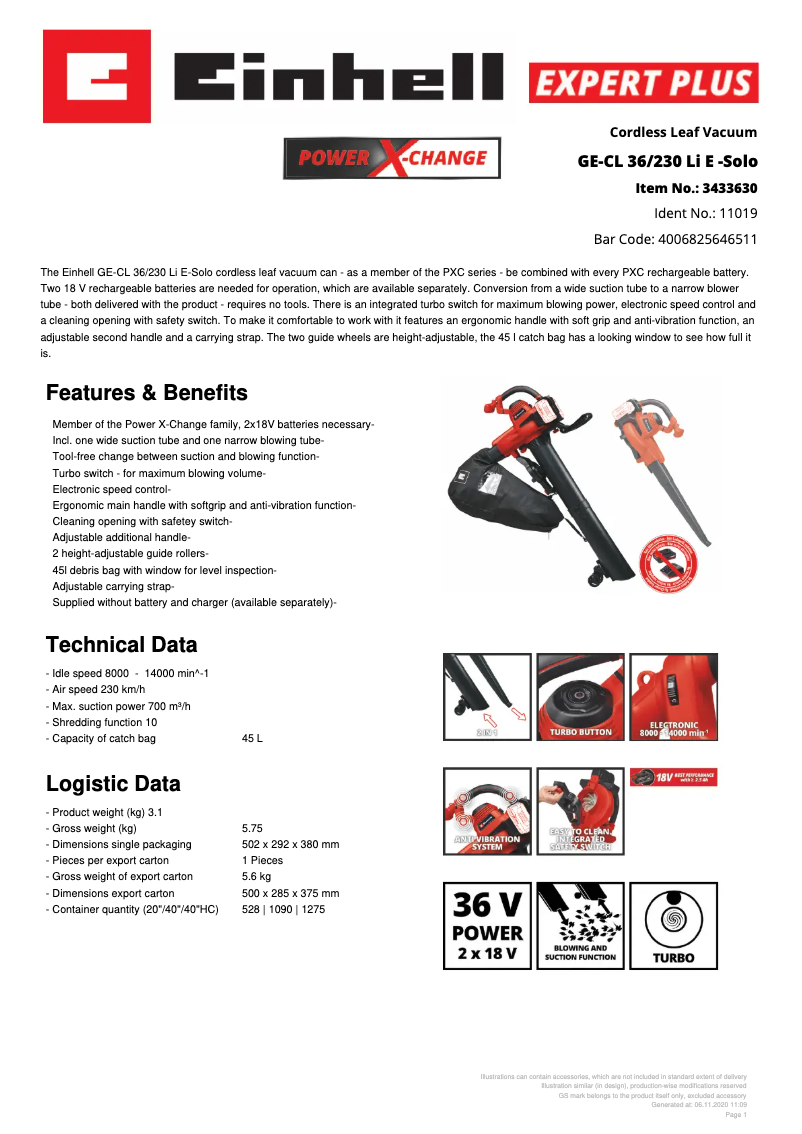 Image de la première page du manuel de l'appareil GE-CL 36/230 Li E