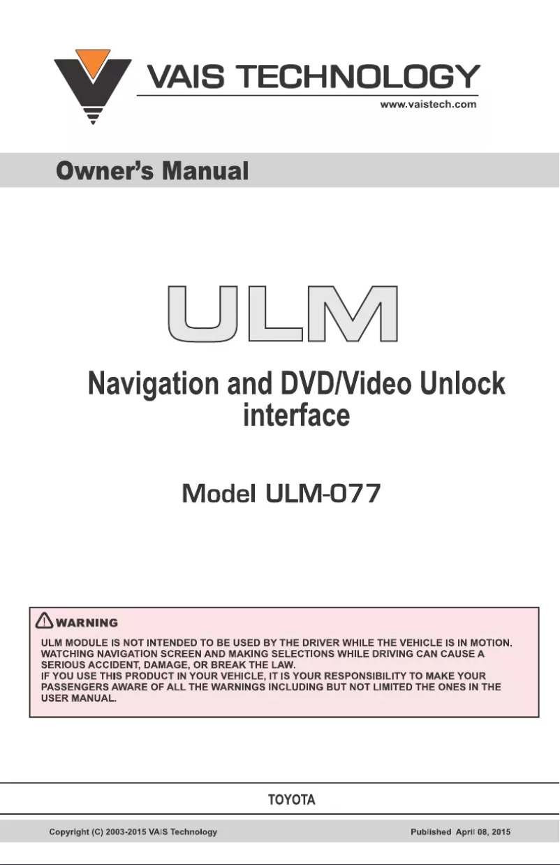 Page 1 de la notice Manuel utilisateur VAIS ULM-77