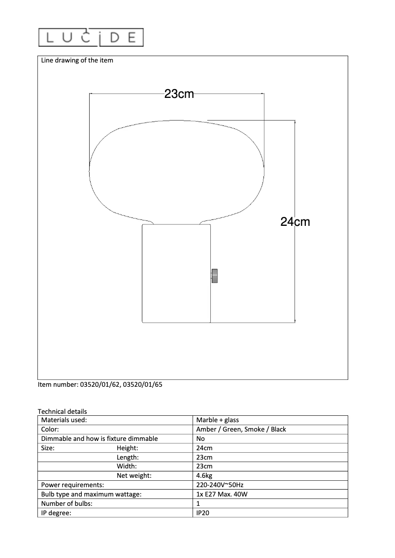 Page 1 of the manual User Manual Lucide Charlize