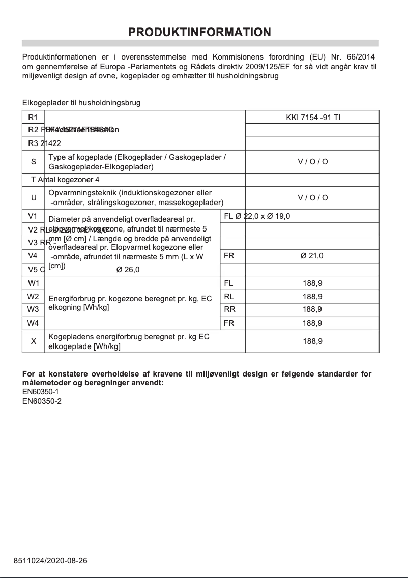 Page 1 de la notice Label énergétique Gram KKI 7154-91 TI