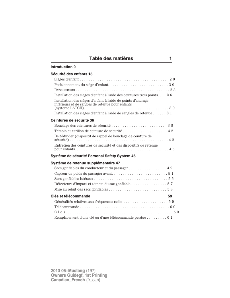 Page n°1 - Manuel utilisateur Ford Mustang (2013)
