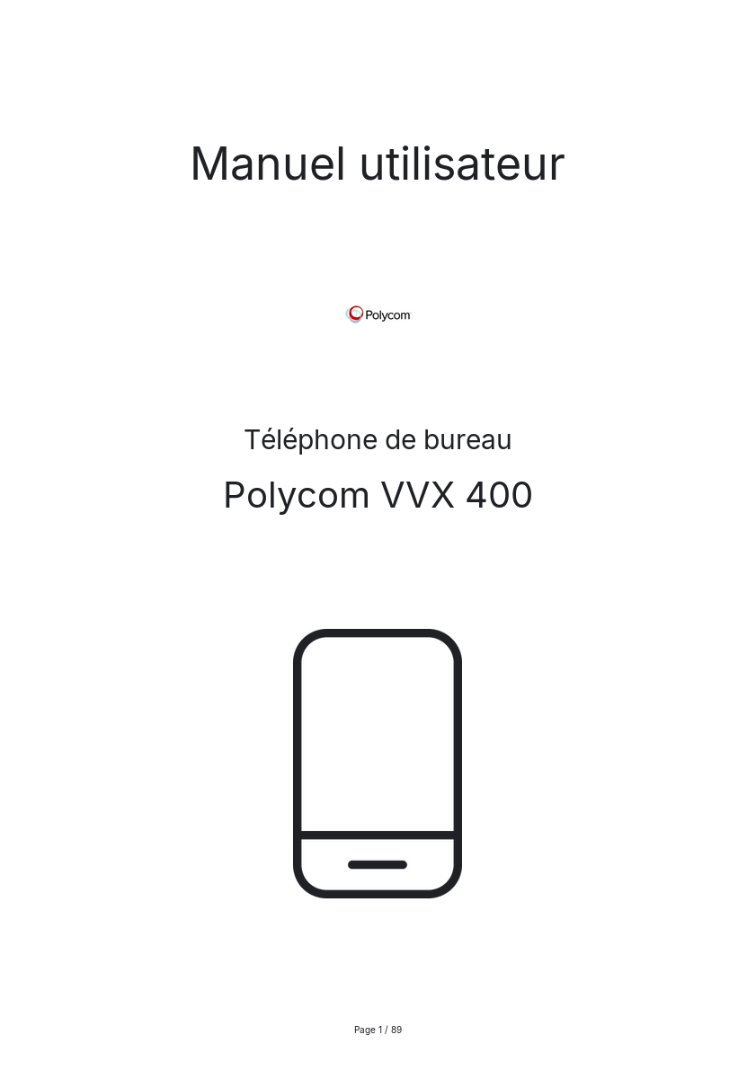 Image de la première page du manuel de l'appareil VVX 400