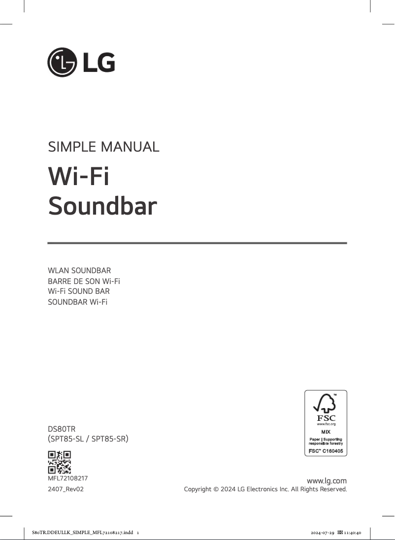 Page 1 de la notice Manuel utilisateur LG DS80TR