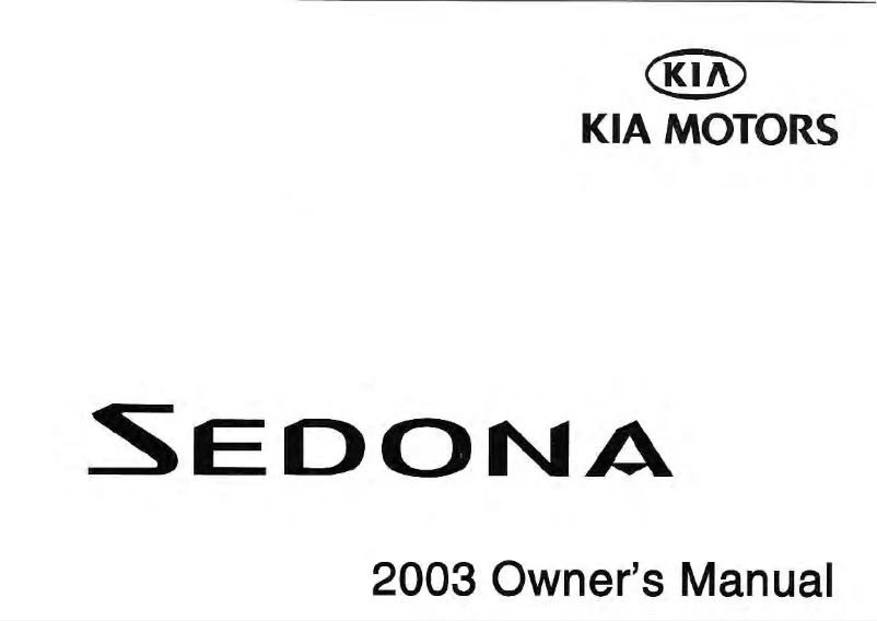 Page n°1 - Manuel utilisateur Kia Sedona (2003)