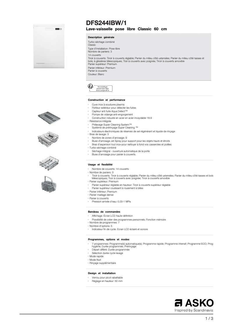 Image de la première page du manuel de l'appareil DFS244IBW/1