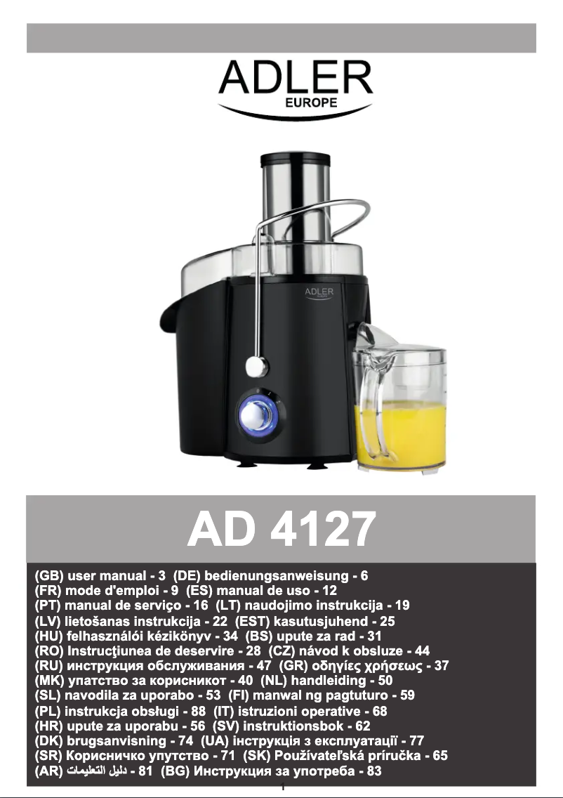 Page n°1 - Manuel utilisateur Adler AD 4127