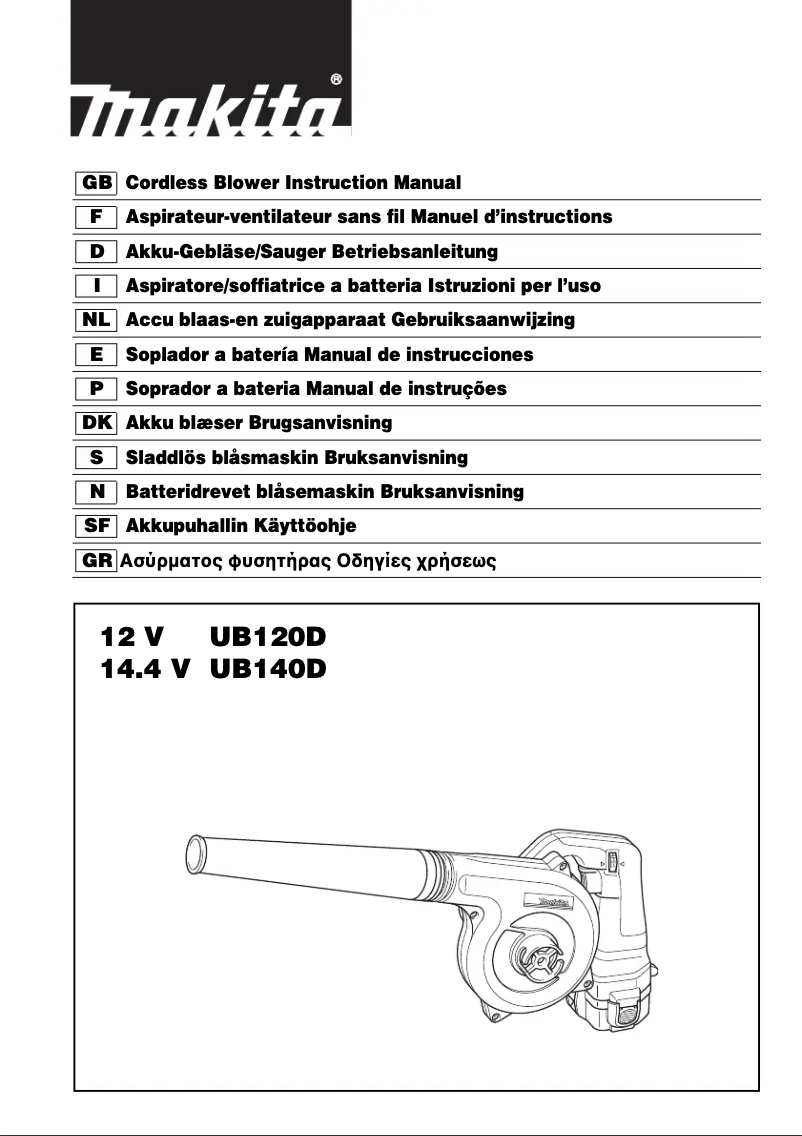 Page 1 de la notice Manuel utilisateur Makita UB140D