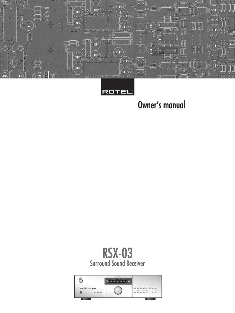 Page 1 de la notice Manuel utilisateur Rotel RSX-03