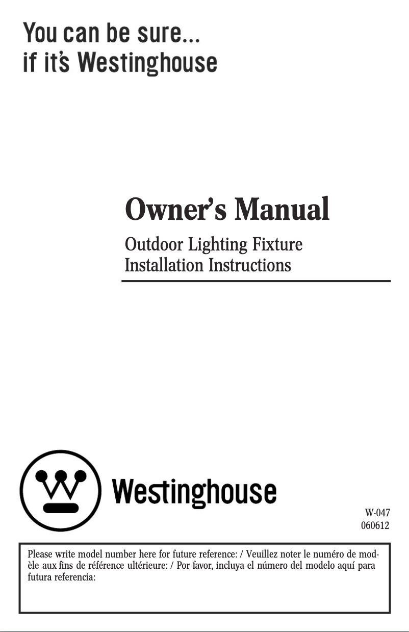 Page n°1 - Manuel utilisateur Westinghouse Weatherby