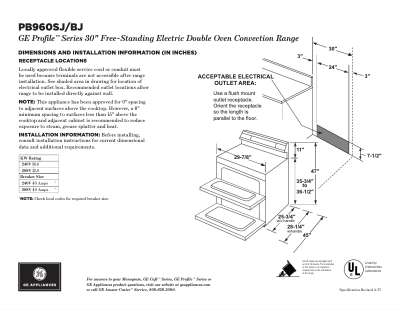 Image de la première page du manuel de l'appareil Profile PB960BJTS