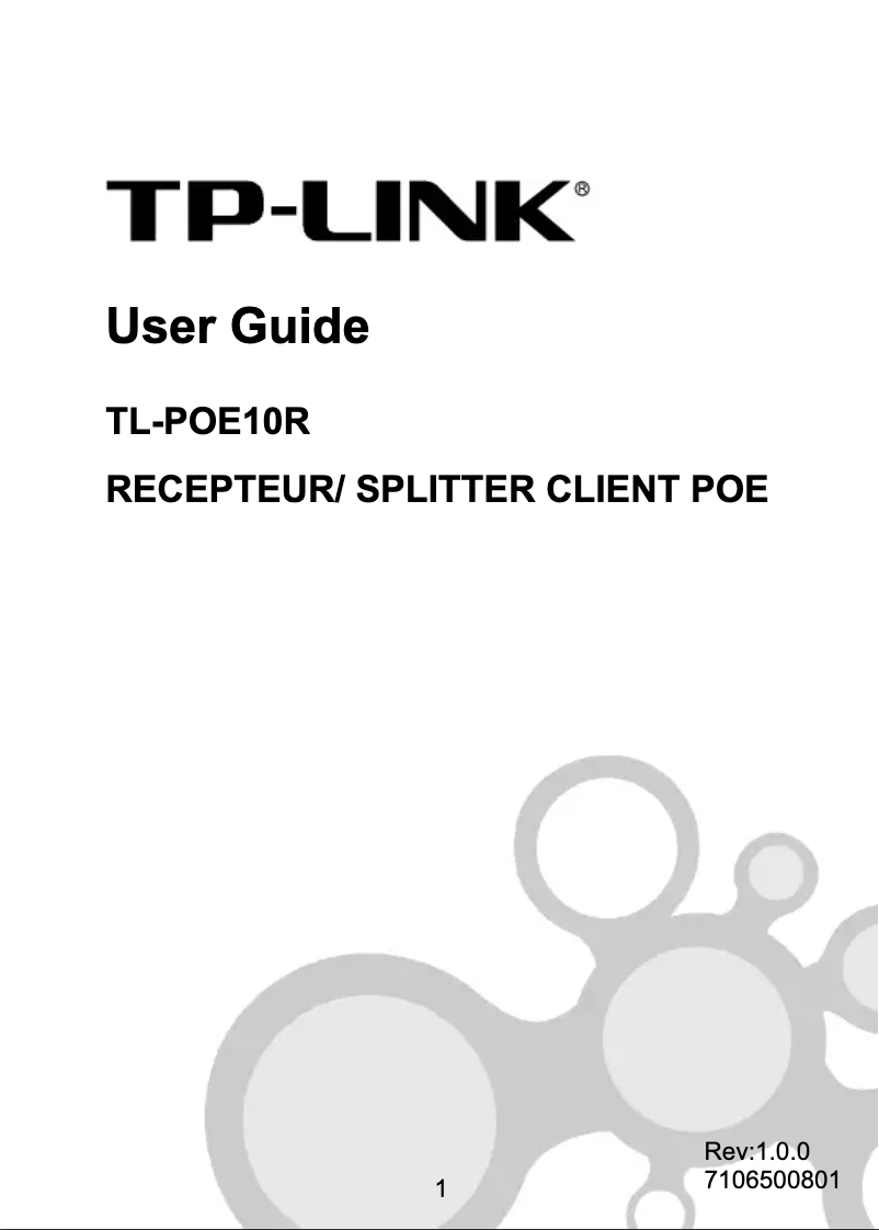 Page 1 de la notice Manuel utilisateur TP-Link TL-POE10R