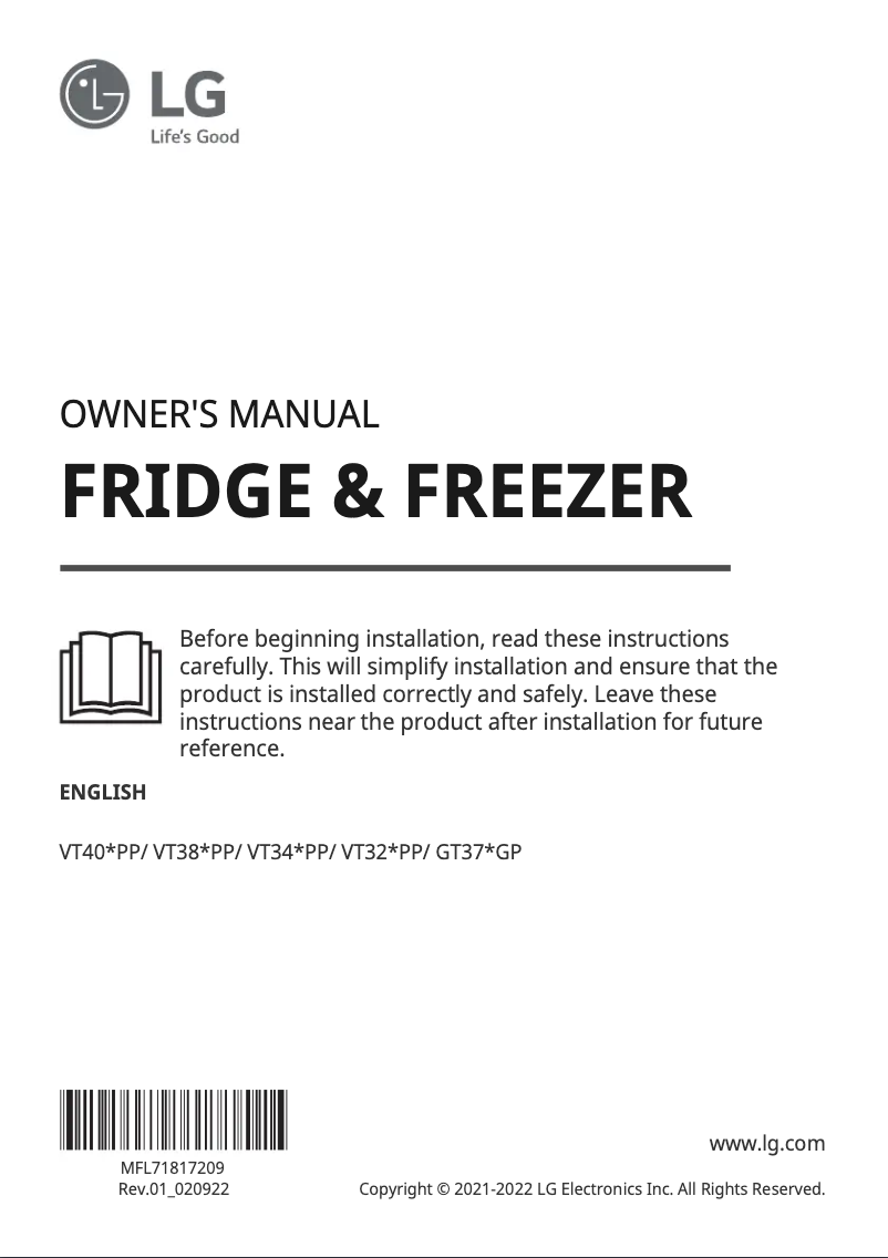 Page 1 de la notice Manuel utilisateur LG VT32BPP