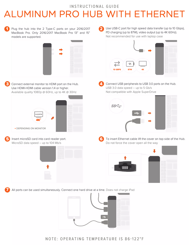 Page 1 de la notice Manuel utilisateur Satechi Type-C Pro Hub Ethernet & 4K HDMI