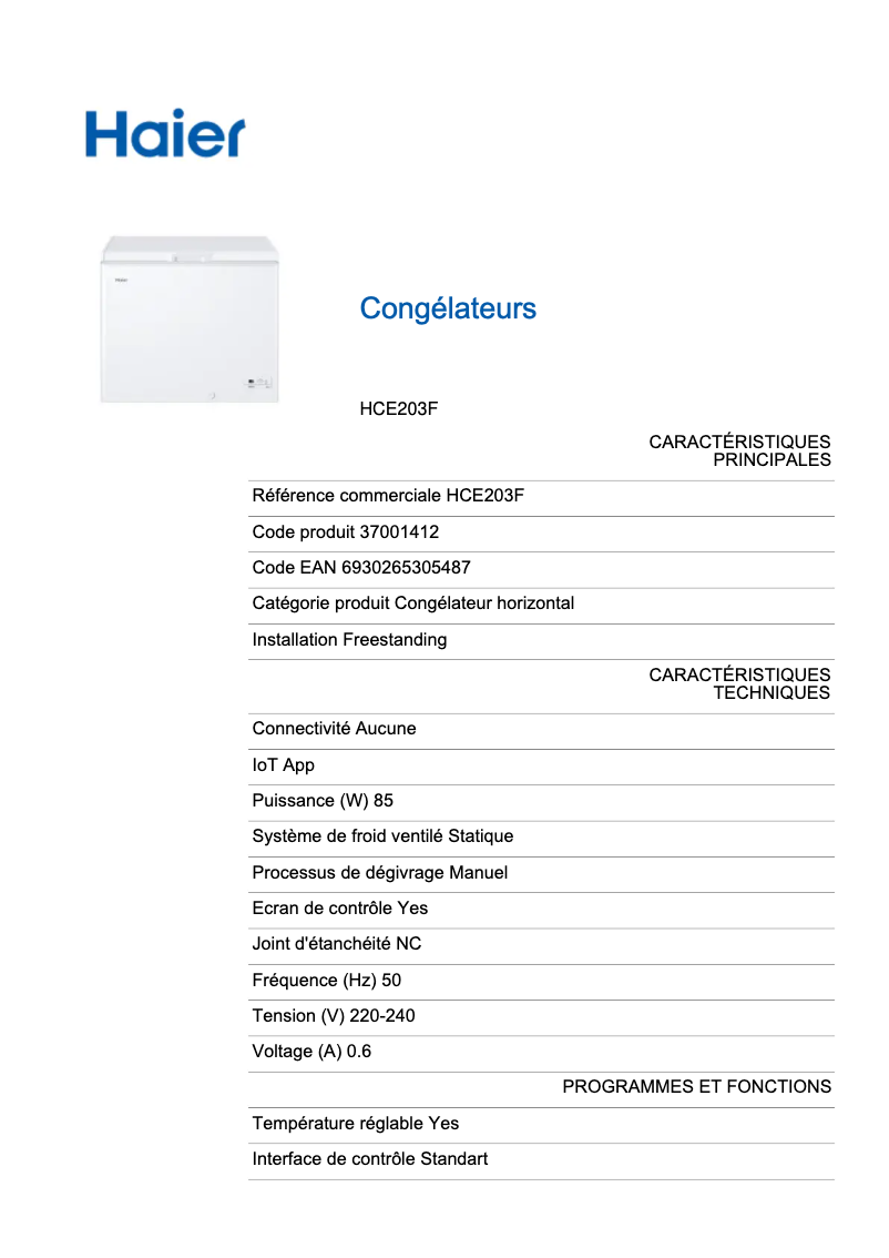 Image de la première page du manuel de l'appareil HCE203F