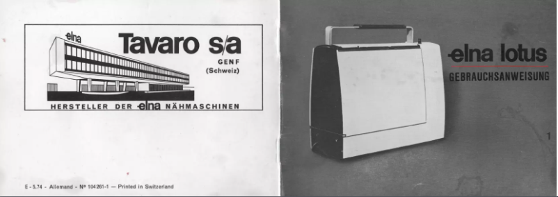 Page n°1 - Manuel utilisateur Elna Lotus EC