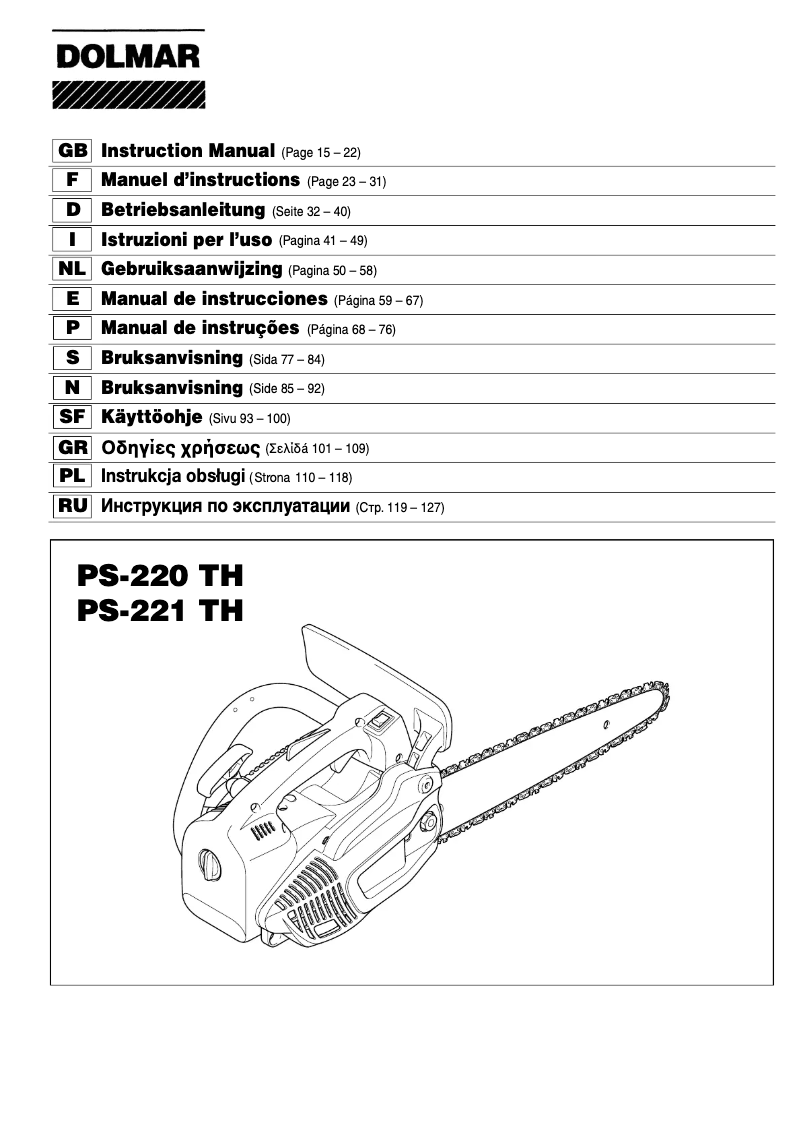 Page n°1 - Manuel utilisateur Dolmar PS222TH-25