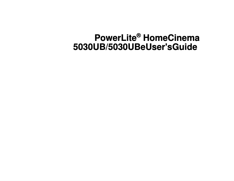 Image de la première page du manuel de l'appareil PowerLite Home Cinema 5030UBe
