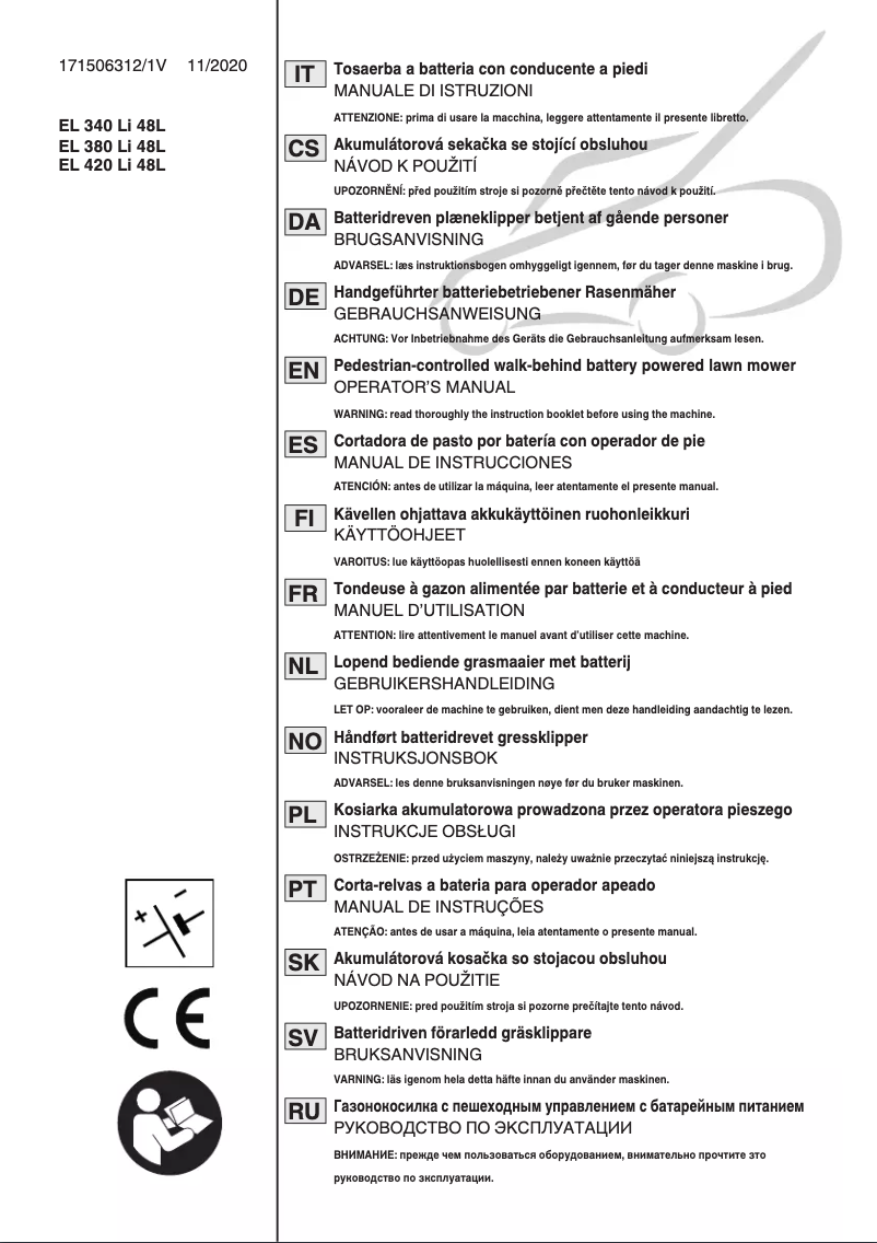 Page 1 de la notice Manuel utilisateur Stiga SLM 540 AE