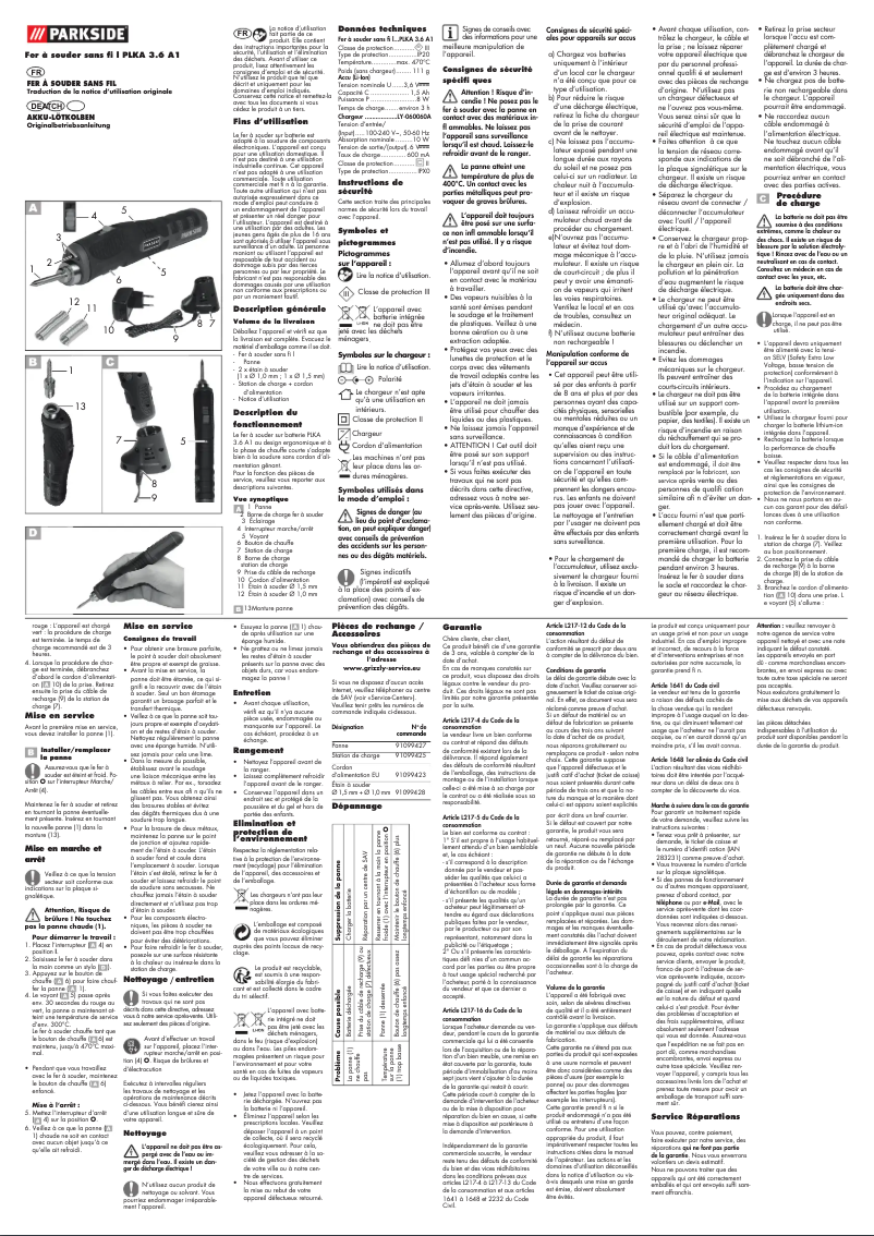 Image de la première page du manuel de l'appareil PLKA 3.6 A1