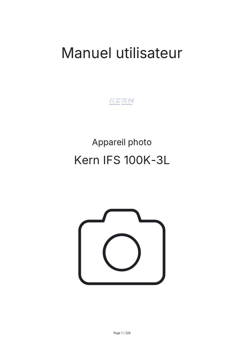 Page n°1 - Manuel utilisateur Kern IFS 100K-3L
