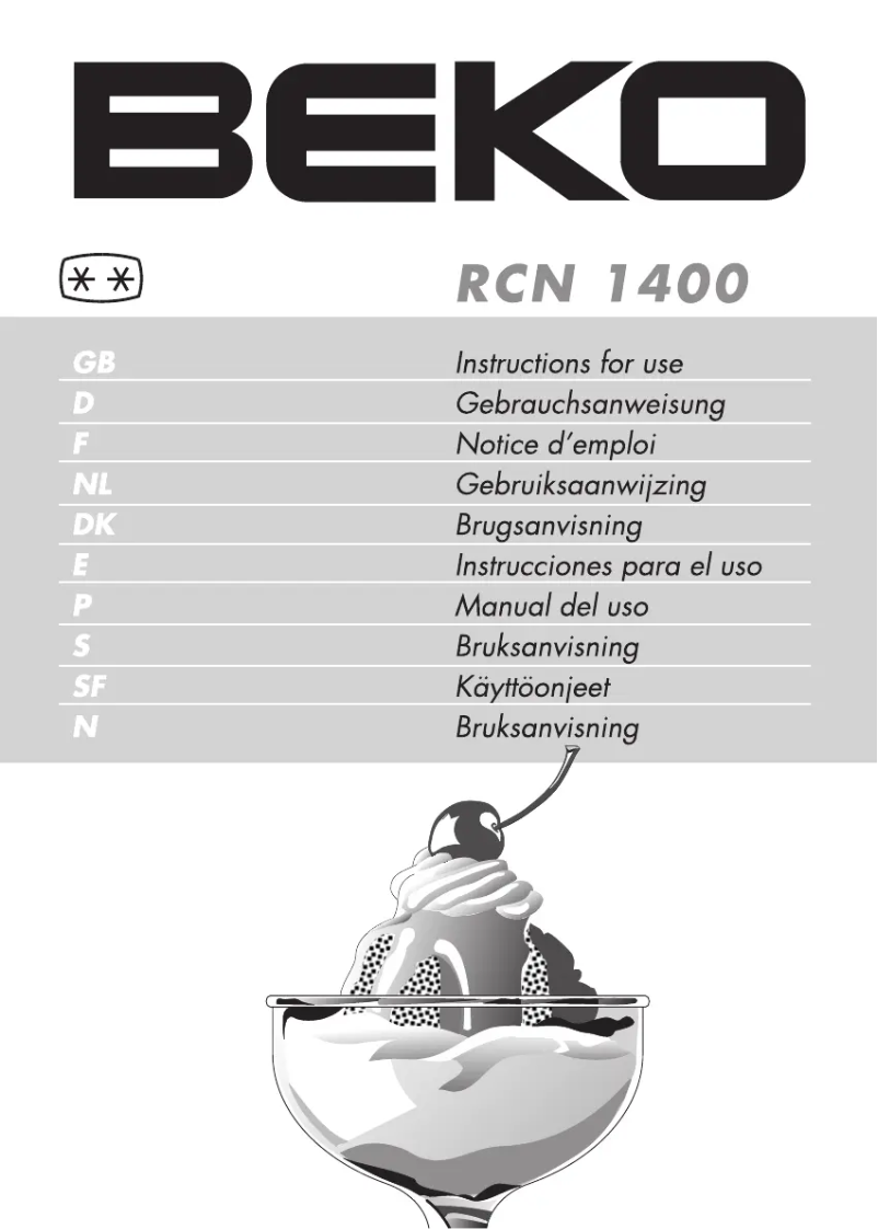 Page n°1 - Manuel utilisateur Beko RCN 1400 B
