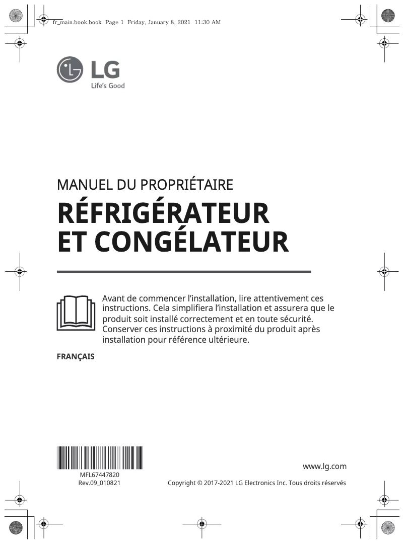 Page 1 de la notice Manuel utilisateur LG GSL6611PS