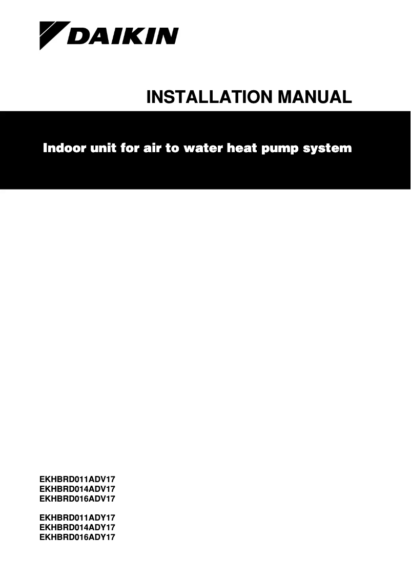 Page n°1 - Guide d'installation Daikin EKHBRD014ADY17