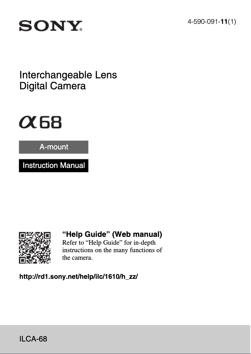Page 1 de la notice Manuel utilisateur Sony ALPHA 6