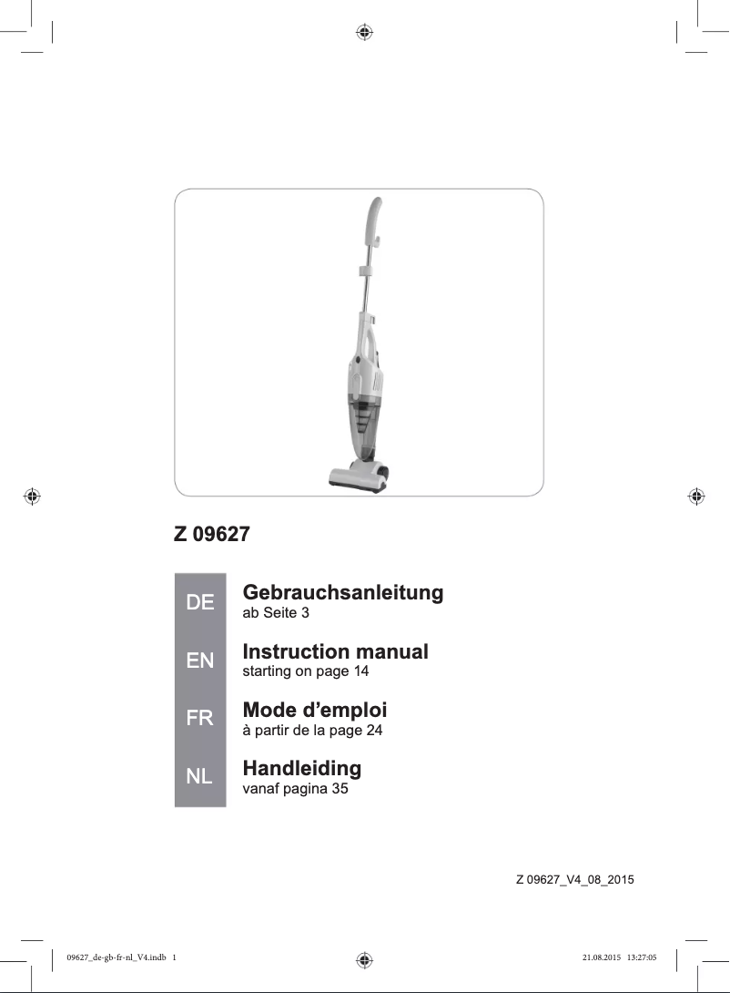 Image de la première page du manuel de l'appareil Z 09627