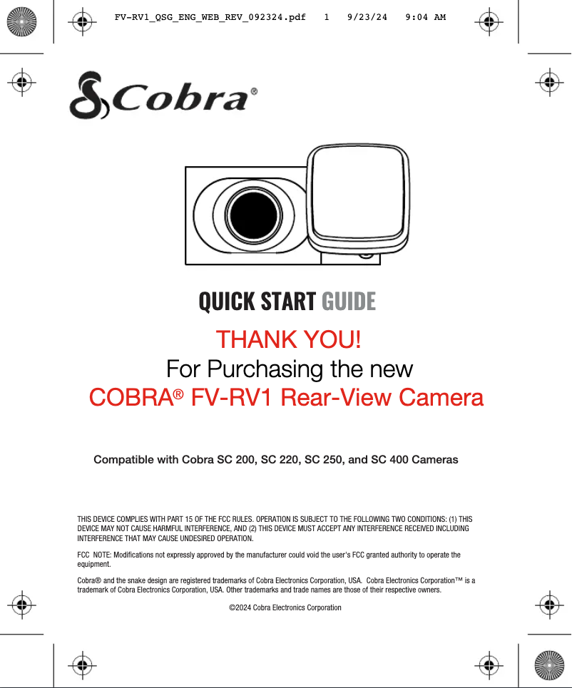 Imagen de la primera página del manual del dispositivo FV-RV1