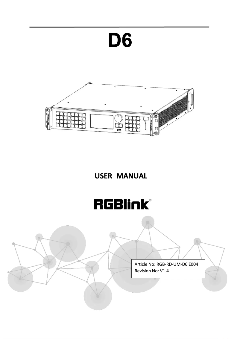 Page n°1 - Manuel utilisateur RGBlink D6